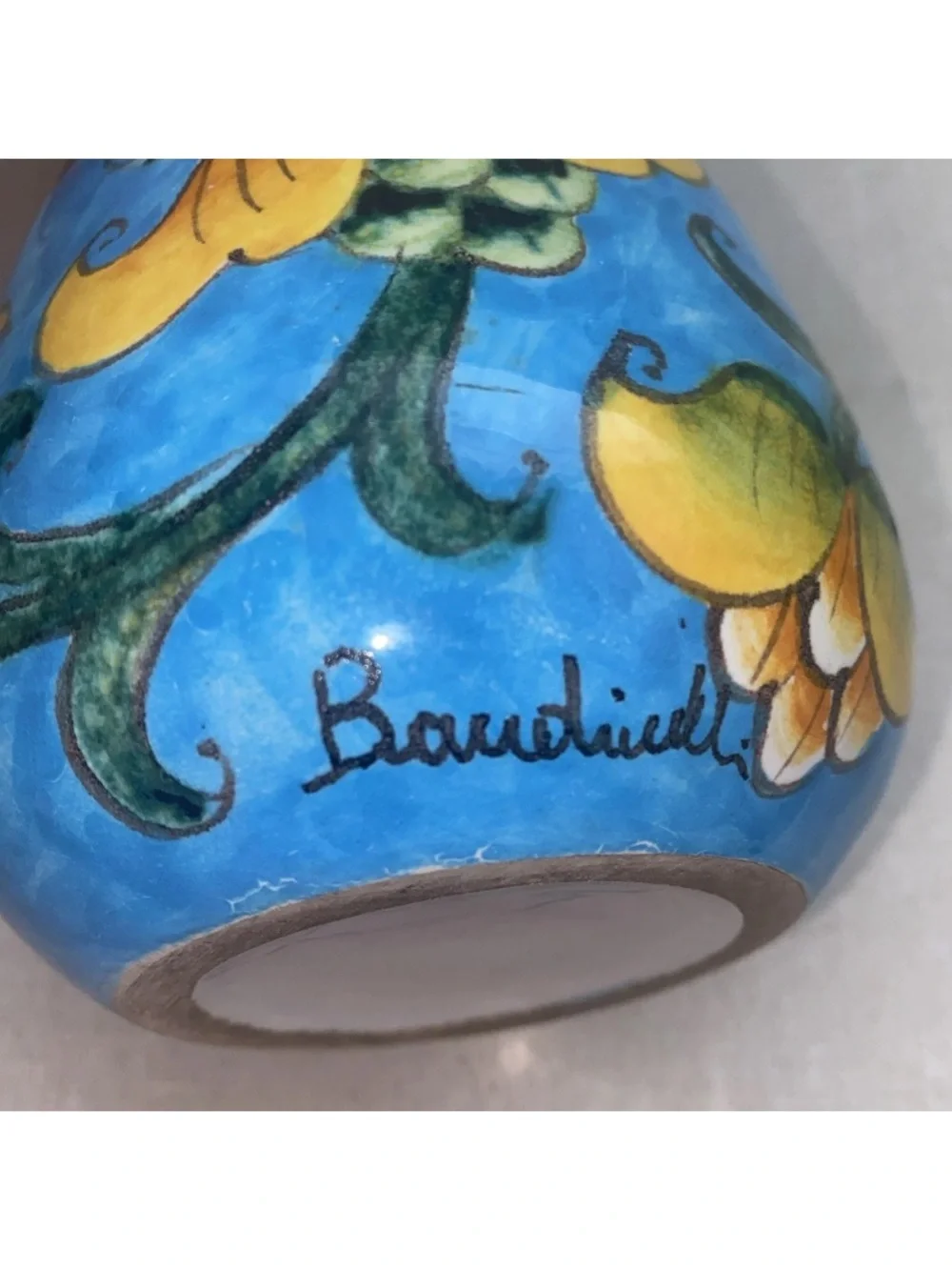 Baudinelli Italy‎ Art Vase Bird Floral Vintage Signed